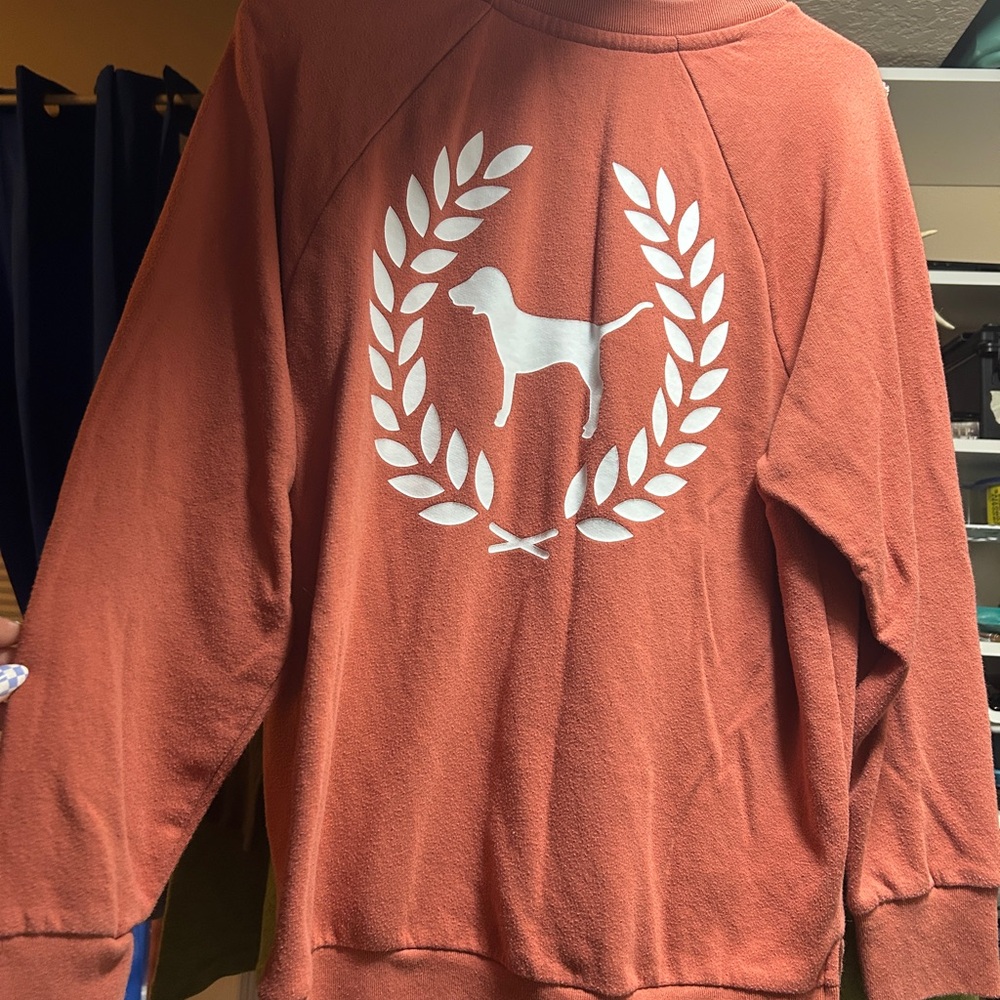 PINK Victoria's Secret Rust Sweatshirt with White Dog Emblem